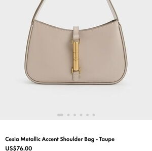 Charles & Kieth Cesia metallic shoulder bag taupe
